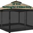 OLILAWN Gazebo Universal Replacement Mosquito Netting, Upgrade 12' x 14' Outdoor Canopy Net Screen 4-Panel Sidewall Curtain, with Zippers, Easy to Install, Fit for Most Gazebo 12x14 Canopy, Black