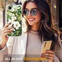 Compatible with iPhone 17 Air Case Card Holder for Women Cute Design,Wallet Phone Cases Transparent Cool Kawaii Protective (Clear Green Flowers Tropical Jungle)