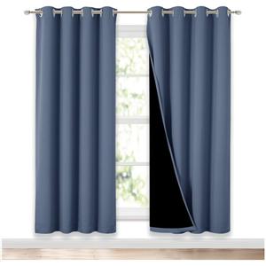 NICETOWN Full Shade Curtain Panels 72 inches Long, Pair of Energy Smart & Noise Blocking Out Blackout Drapes for Guest Room Window, Thermal Insulated Lined Window Dressing (Stone Blue, 52x72)