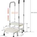 NOVII 2 Step Stool with Handle, Adjustable Bed Steps for High Beds for Adults, Step Stool with Wheels for Elderly, Portable Footstool for Bedroom, Kitchen, Bathroom (White with Bag)