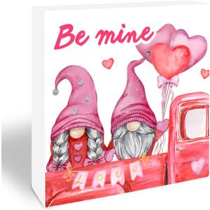 Valentine's Day Decorations - Be Mine Love Sign Pink Wooden Block Valentines Table Decoration For Living Room, Kitchen, Bedroom - Valentines Gifts For Him Her - A02