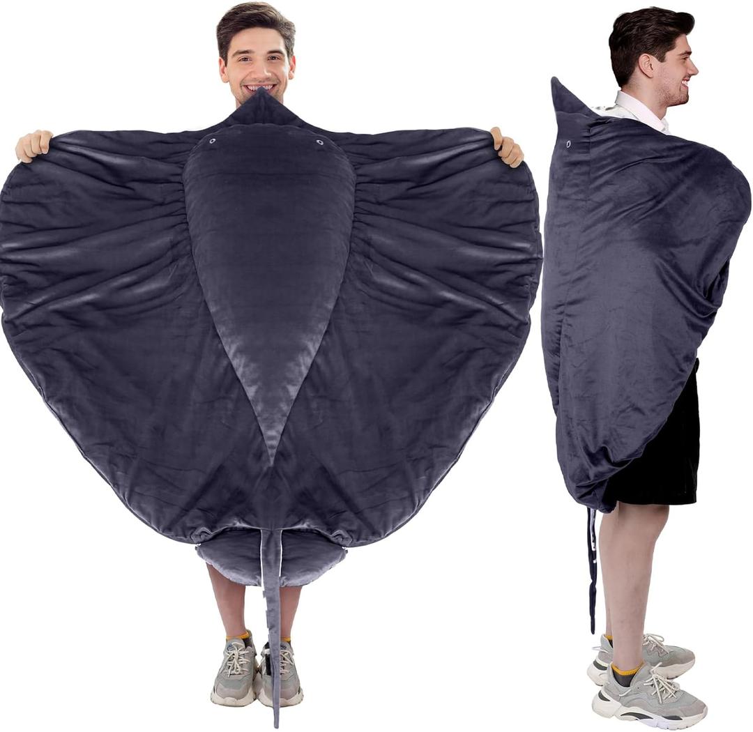 Ganeen Devil Fish Manta Ray Animals Soft Plush Stuffed 50 x 50'' Kawaii Office Blanket Mat Carpet Cute Hugging Pillow Airplane Men Woman Home Decor Blanket for Pets