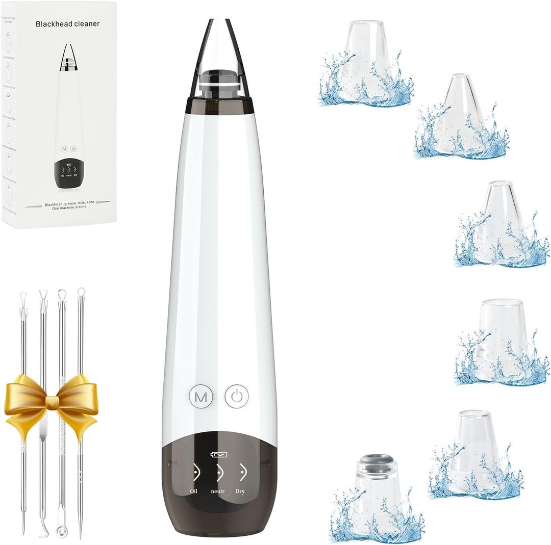 2026 Blackhead Remover Pore Vacuum Cleaner - 3 Adjustable Suction Power 6 Probes,USB Rechargeable Blackhead Vacuum Kit Electric Acne Extractor Tool for Women