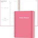 Daily Planner Undated - B5 To Do List Notebook Hourly Schedules, Spiral Appointment Planner for Women and Men, PVC Hardcover, Inner Pocket, Elastic Closure, 7" x 10", Pink
