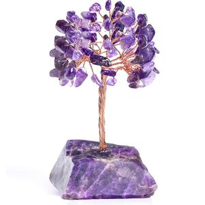 Amethyst Crystal Tree of Life,Money Tree Decorations,Crystals and Healing Stones,Reiki Positive Energy Gemstones,Purple Room Office Desk Feng Shui Decor Meditation Gifts for Women