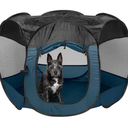 Portable Dog Playpen Cat Tent, Pet playground/kennel foldable indoor outdoor zippered puppy crate  Blue Small