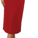 Naggoo Midi Skirts for Women Summer Elastic High Waisted Basic Straight Skirt with Slit (Red, M)