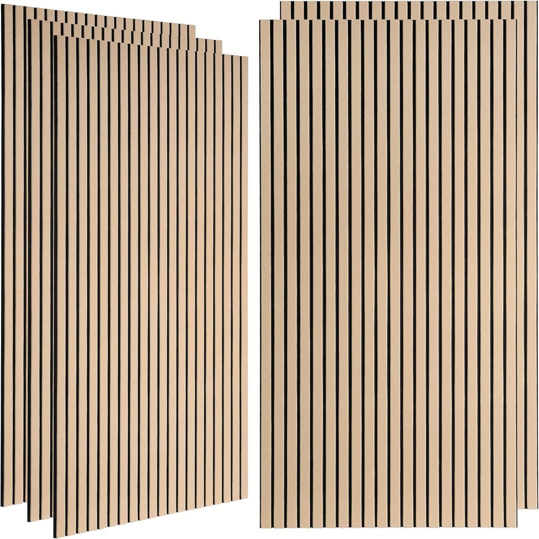 Large Acoustic Panels for Wall Sound Proof Sound Dampening Panels for Wall Decor and Ceilings 47.2 x 23.6 x 0.4 Inch Polyester Fiber Noise Absorb Panels for Bedroom Home Studio Office (Camel, 5 Pack)