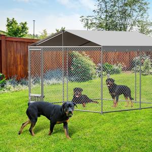10x10x7 Ft Outdoor Dog Kennel, Heavy Duty Outside Dog Kennel with Waterproof and Anti-UV Roof Cover, Large Dog Enclosures with Feeder for Backyard 10x10x7 Ft Outdoor Dog Kennel, Heavy Duty Outside Dog Kennel with Waterproof and Anti-UV Roof Cover, Large Dog Enclosures with Feeder for Backyard