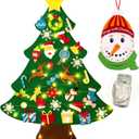 3ft Felt Christmas Tree 32 Ornaments, with Countdown Snowman and LED Lights, DIY Xmas Decorations Wall Hanging, Christmas Crafts Kits, Kids Gifts Party Supplies Door Window Decor