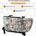 4PCS Headlights and Tail Lights Assembly Set For 2007 2008 2009 2010 2011 2012 2013 Toyota Tundra Pickup Replacement HeadlampsW/Leveling Adjuster Chrome Housing Clear lens Rear Brake Lamps Kit(LH&RH)