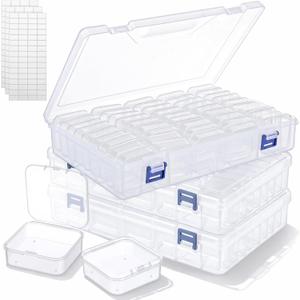 Bead Organizer Box, 138Pcs Bead Organizers and Storage Plastic Cases, Mini Clear Beads Storage Containers Boxes with Hinged Lid for Seed, Jewelry, DIY Craft