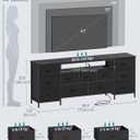 SONGMICS BELLAH Collection - TV Stand for TVs Up to 70 Inches, Dresser for Bedroom, Living Room, Chest of Drawers, Steel, 11 Drawers and Shelf, Modern, Ink Black ULGS043B101S, 13.8"D x 68.4"W x 26.8"H