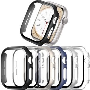 COMMUTER 6 Pack Case with Tempered Glass Screen Protector for Apple Watch 10 (2024) Series 10 42mm,Slim Guard Bumper Full Coverage Hard PC Protective Cover HD Ultra-Thin Cover for iWatch 42mm (Black+Clear+Starlinght+Blue+Sliver+Clear)