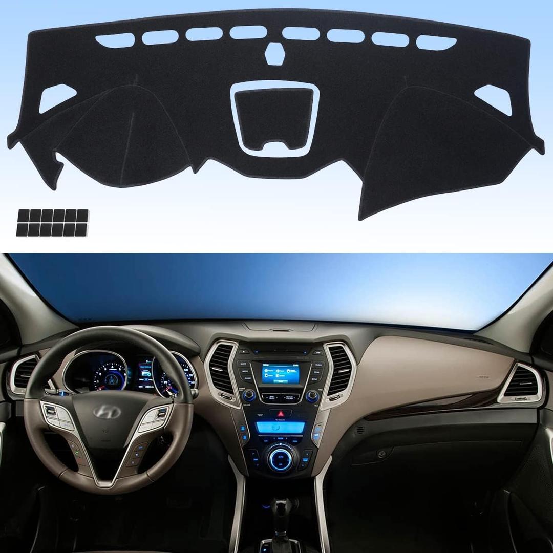 Dashboard Cover Flannel Dash Mat Custom Compatible with 2013 2014 2015 2016 2017 2018 Hyundai Santa Fe, Anti-Glare, Anti-Reflection, No Peculiar Smell