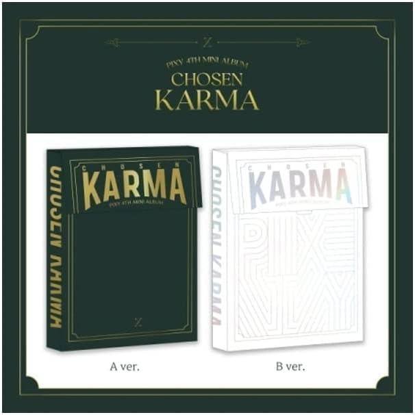 PIXY Chosen Karma 4th Mini Album CD+Photobook+Lyrics paper+Photocard+Scratch message card+Sticker+Tracking Sealed (A(Green) Version)