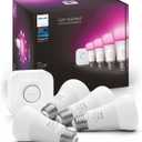 Philips Hue Smart Light Starter Kit - Includes (1) Bridge and (4) 75W A19 E26 LED Smart White and Color Ambiance Bulbs - Control with App - Compatible with Alexa, Google Assistant, and Apple HomeKit