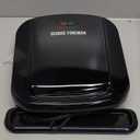 George Foreman 4-Serving Removable Plate Electric Grill and Panini Press, George Tough Non-Stick Coating, Drip Tray Catches Grease, Black