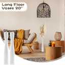 Nuogo 2 Pcs 20'' Tall White Floor Vases Ceramic Skinny Long Vase for Pampas Grass Modern Minimalist Tall Flower for Fireplace Living Room Home Decor
