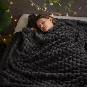 NEWCOSPLAY Super Soft King Blanket Grey Premium Silky Flannel Fleece 3D Clouds Stylish Jacquard Lightweight Bed Blanket All Season Use 350GSM (Grey, King(90"x110"))