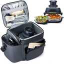 Padded Carrying Bag for Ninja Crispi Air Fryer 4Qt & 6Cup Glass Containers, 2 Main Pockets Design for Ninja Crispi PowerPod & Container Storage, Waterresistant Portable Carry Case (Bag Only)