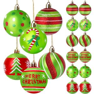 12 Pcs Christmas Tree Ornaments,2.4 Inch Christmas Ball Ornaments for Tree,Red Green Glittering Hanging Bulbs Pendants for Xmas Decorations