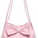 Verdusa Women's PU Leather Shoulder Tote Bags Bow Satchel Purses (Pink)
