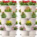 VIVOSUN 2-Pack 5 Tier Vertical Gardening Stackable Planter for Strawberries, Flowers, Herbs, Vegetables, Ivory