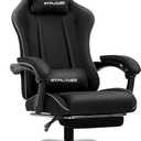 GTPLAYER Gaming Chair, Computer Chair with Footrest and Lumbar Support, Height Adjustable Game Chair with 360-Swivel Seat and Headrest and for Office or Gaming (Faux Leather, Black)