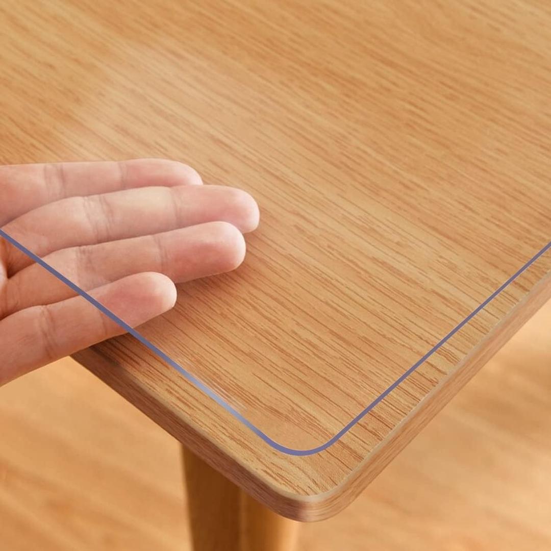 30X120 Inch Clear Plastic Table Protector Pad Wipeable Vinyl PVC Tablecloth Rectangular Dining Coffee Table Wood Furniture Protector 1.5mm Thick Tabletop Protective Cover Easy Clean Waterproof