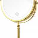 Lighted Makeup Mirror, 3000 mAh Rechargeable Double Sided Magnifying Vanity Mirror with 3 Colors, 1x/10x, 360 Rotation , Brightness Adjustable Magnification Cosmetic Light up Mirror, Women Gift (Brushed Bronze)