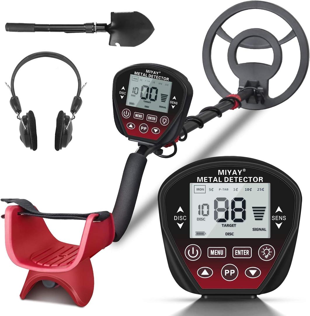 Professional Metal Detector for Adults, Gold Metal Detectors Lightweight with LCD Display, Pinpoint & Disc & Notch & All Metal 5 Modes, Battery Included