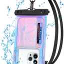 Waterproof Phone Pouch Floating, IPX68 Waterproof Phone Case with Lanyard for iPhone 17 16 15 14 Pro Max Samsung S26 S25 S24, Up to 7 Inch, Beach Vacation Essentials, Dazzling Purple