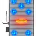 Full Body Massage Mat with Heat & Movable Shiatsu Neck Back Massager Pillow, Upgraded Massage Mattress Pad with 10 Vibration Motors, 2 Heating Pads & 9 Massage Modes, for Neck Back Leg Pain Relief