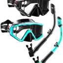 Aegend Snorkeling Gear for Adults, Dry Snorkel Set Panoramic View Enhanced Anti-Leak and Anti-Fog Technology, Adjustable Strap for Snorkeling Scuba Diving Swimming with Mesh Bag