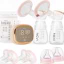 NCVI Double Electric Breast Pump 8102, Upgraded 4400mAh Battery with Night Light, Portable Breast Pump for Breastfeeding, 4 Modes & 9 Levels, LED Display, With 8 Flanges, Breastmilk Bags, Nursing Pads