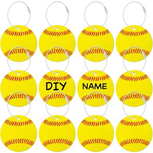 12 Pcs Softball Luggage Tags for Suitcases Travel Suitcase Labels with Metal Ring 2.75in Softball Keychain,Softball Accessories PVC Name Id and DIY Pocket Hug Card for Men Women Travel Bag Suitcase