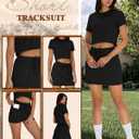 Neer Women's 2 Piece Skort Sets 95% Cotton Cropped Short Skirt Sets Round Neck Loose T Shirts Athletic Summer Casual Outfits (Black, S)