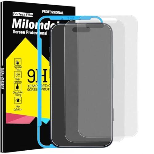 Milomdoi 3 Pack Matte Screen Protector for iPhone 17 Pro [Phone Case Friendly] Tempered Glass Accessories Film, Shatterproof No Bubble, Easy Installation with Mounting Frame for Apple