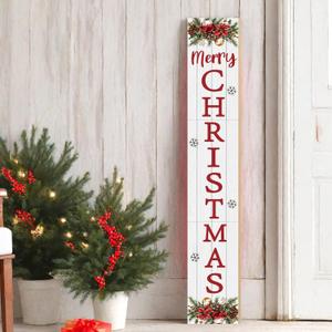 Christmas Porch Sign Christmas Porch Decor Outdoor Decorations Grass Wooden Door Decorations Indoor Outside Welcome Sign for Front Door 46.8 Inch