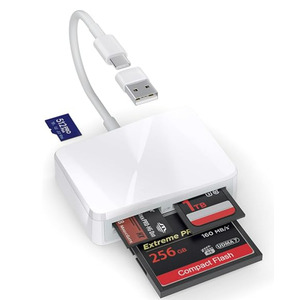 SD Card Reader, 4 in 1 USB C to CF/SD/TF/MS Card Reader with USB to USB C Adapter Memroy Card Reader for iPhone 15/16 Pro Max iPad Pro MacBook Pro/Air iMac M1/M2/M3/M4 Android Phone/Tablet PC