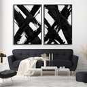 Black and White Abstract Canvas Wall Art Abstract Line Pictures Minimalist Black and White Painting Mid Century Modern Artwork Line Art Prints Modern Abstract Posters, 16x24in x 2, No Frame