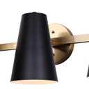 Canarm Harken 3-Light Vanity Fixture  Matte Black & Gold, Modern Mid-Century Bathroom Wall Light, Easy Install