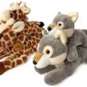 Wolf Stuffed Animal for Kids,8 inch Realistic Animal Plush Toy Lying Down Posture Animals,Plush for Boys Girls Adult Birthday Hug Teaching(S-Wolf)