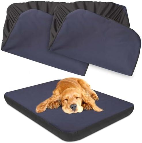 Dog Bed Covers Replacement Washable 100% Waterproof Dog Bed Sheets, Soft & Noiseless Pet Bed Cover, 2 Pack, 44" x 35" Blue