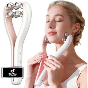 Microcurrent Facial Massager with 3D Roller, 3 Intensity Levels, USBC Rechargeable, Lifting & Toning Tool for Face & Neck, Gentle Contouring & Skincare Absorption NO Heat, NO LED