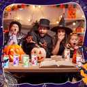 12 Pcs Halloween Glass Cups Gifts 16 oz Color Changing Ghosts Glass Tumblers with Lids Straws Brushes Funny Cute Ghosts Bat Iced Coffee Cups for Beer Soda Halloween Party Gift Supplies