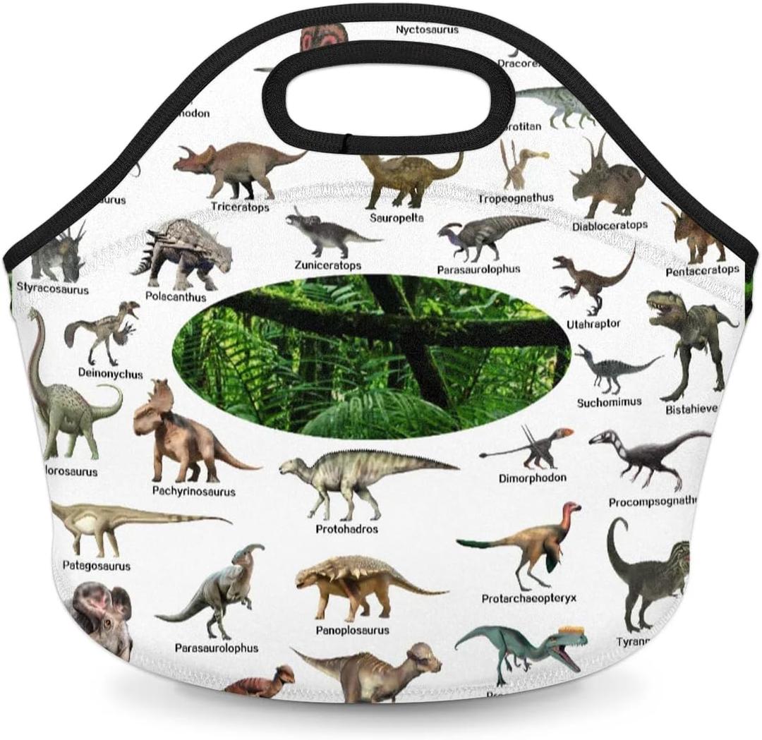 Kids Lunch Box for Boys Girls Insulated Neoprene Dinosaur Forest Children Lunch Bags Sturdy Soft Bag & Reusable Cooler Lunch Thermal Meal Tote Kit for School