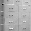 WLIVE Tall Dresser for Bedroom, Fabric Dressers Storage Tower, Dresser & Chest of Drawers Organizer Unit with 11 Drawers, Storage Cabinet, Hallway, Closets, Steel Frame, Wood Top, Light Grey, 11.7"D x 35.6"W x 42.2"H