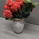 LESING Artificial Rose Flowers with Vase Faux Silk Fake Rose Flowers Bouquets in Vase Table Centerpiece Arrangement for Home Wedding Decoration (Red)